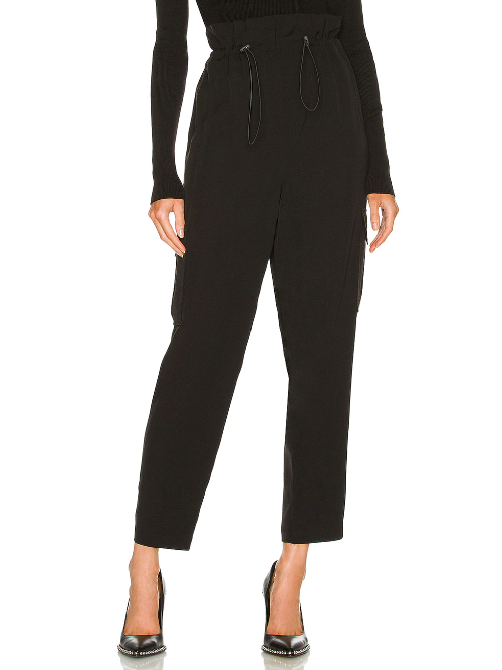 h:ours Black Cargo Pants XS Paperbag Baggy Streetwear Revolve Designer $178 NEW